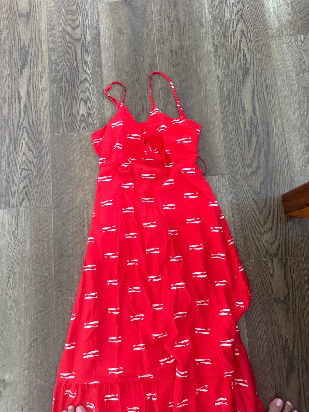 a new day Red Spaghetti Strap Printed Maxi Dress